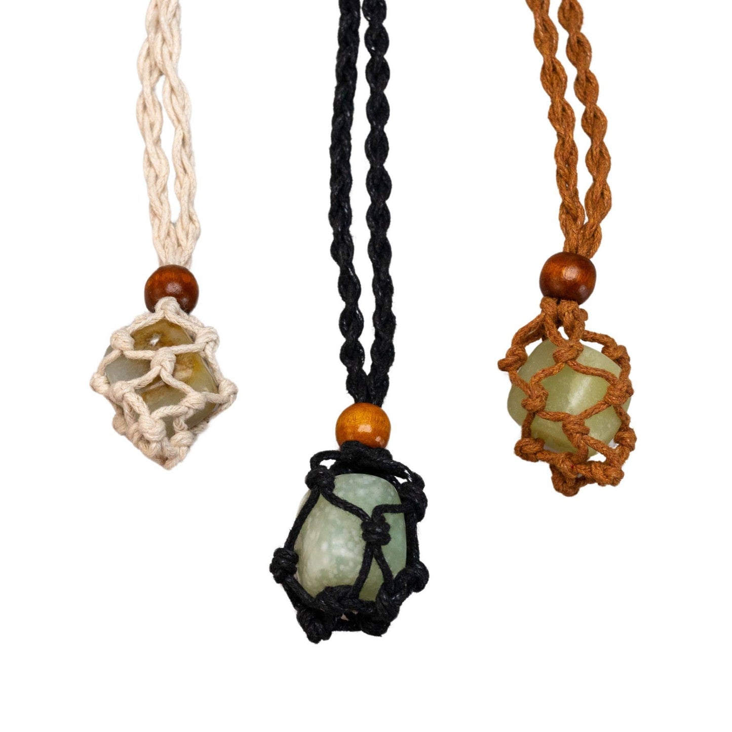 Adjustable Macrame Crystal Holder Necklace.