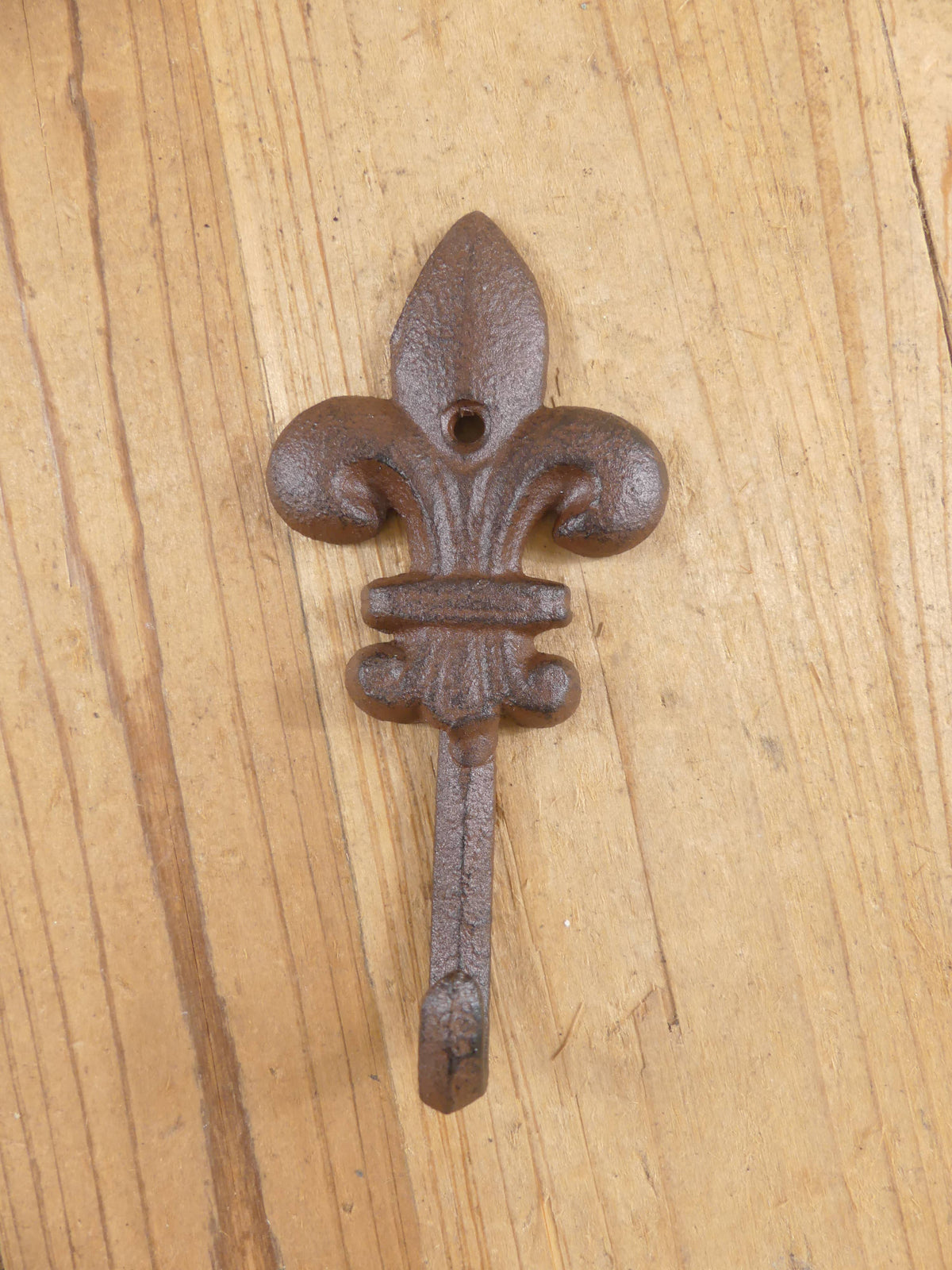 Victorian Rustic Cast Iron Fleur De Lis Wall Hook,  5 1/2"