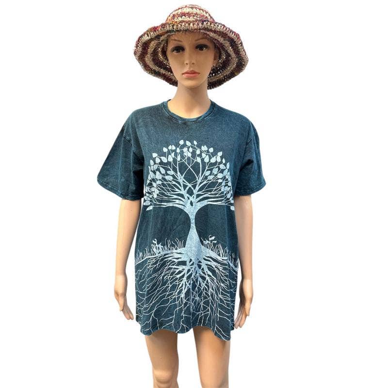 Cotton Stonewash Half slv  Bodhi Tree T-shirt S2028