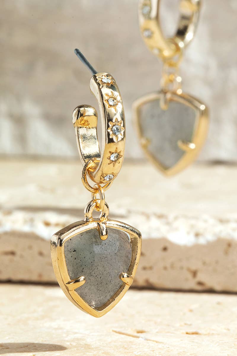 Natural Stone Triangle Earrings