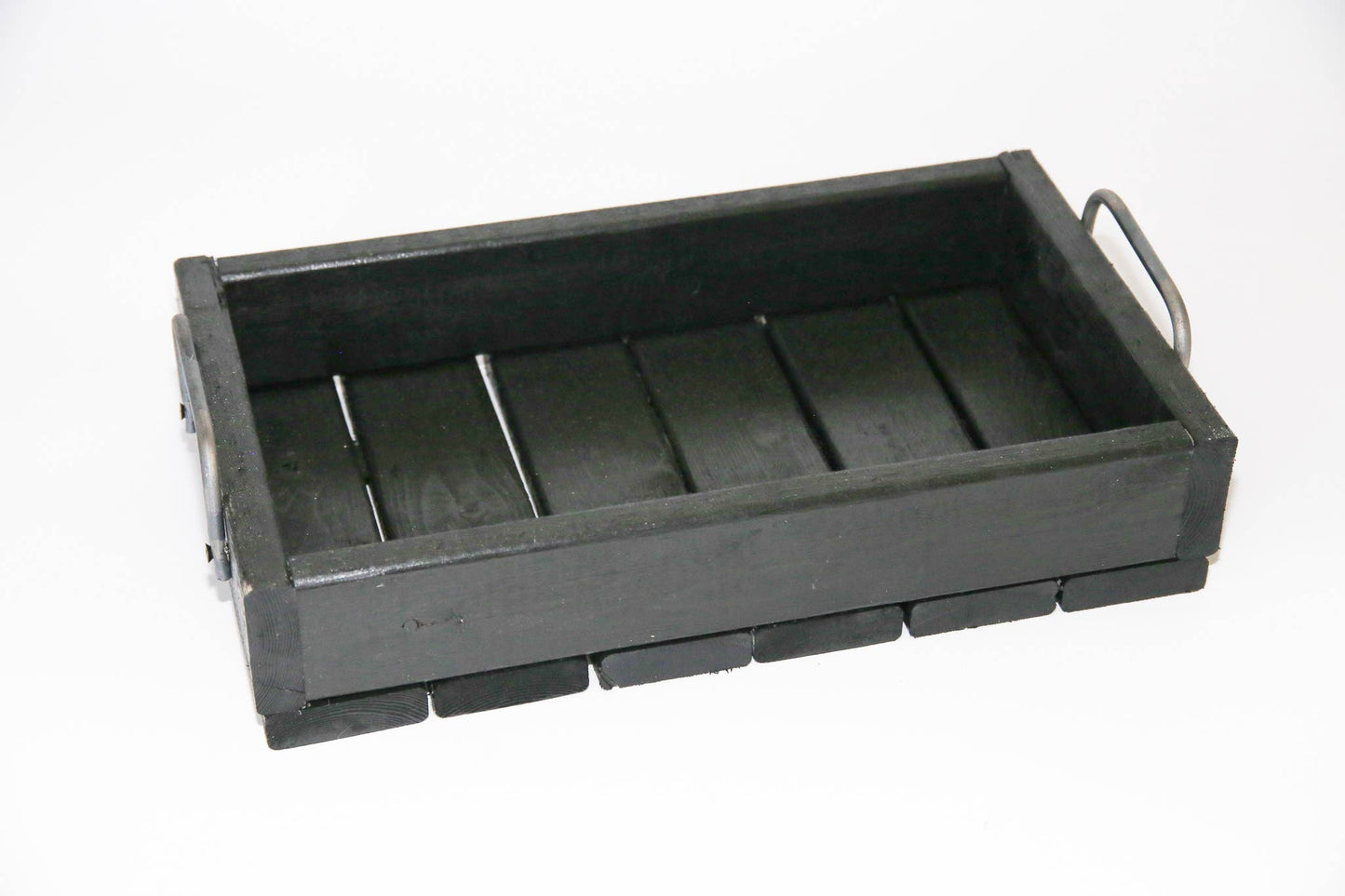 Handcrafted Pine Wood Tray with Steel Handles