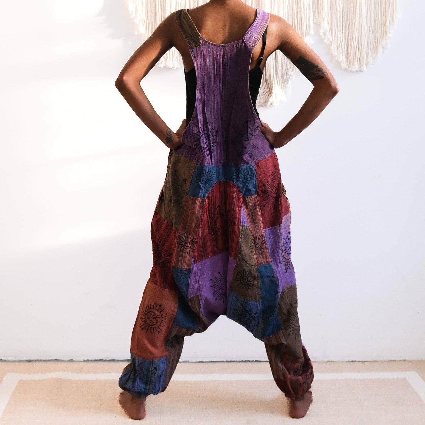 Patchwork Harem Cotton Unisex Jumpsuits (P19-K3C)