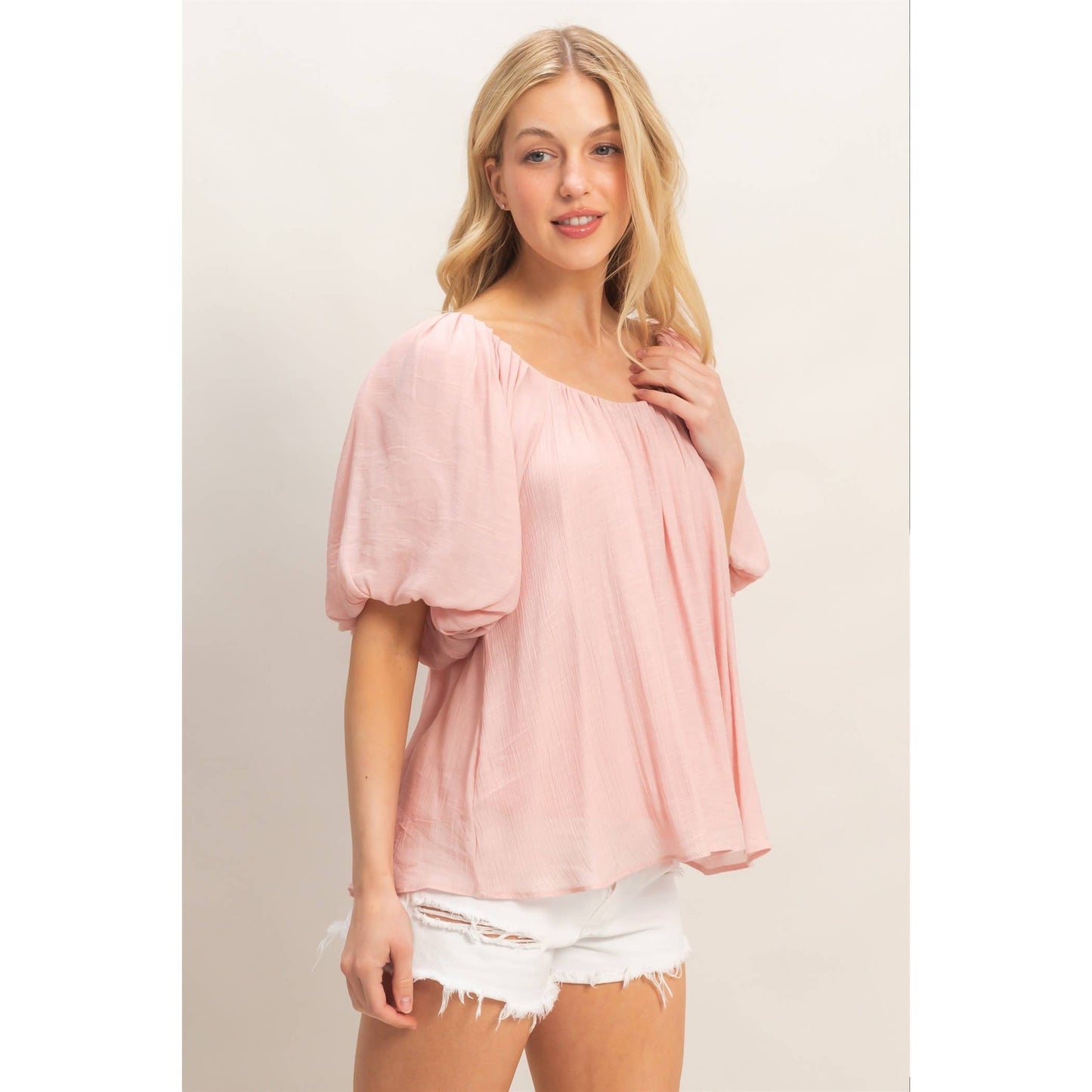 Gathered Puff Sleeve Blouse