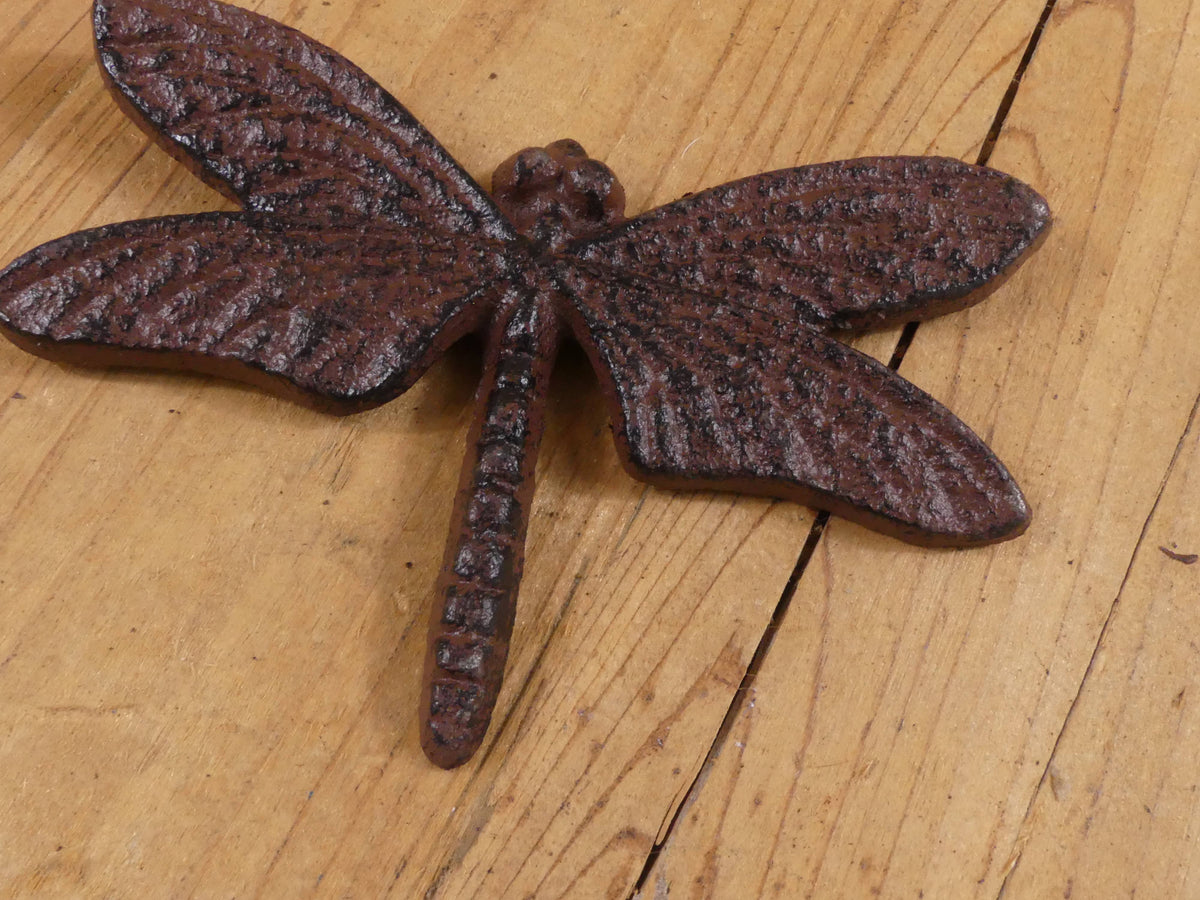 CAST IRON DRAGONFLY WALL DECOR WITH HANGING RING