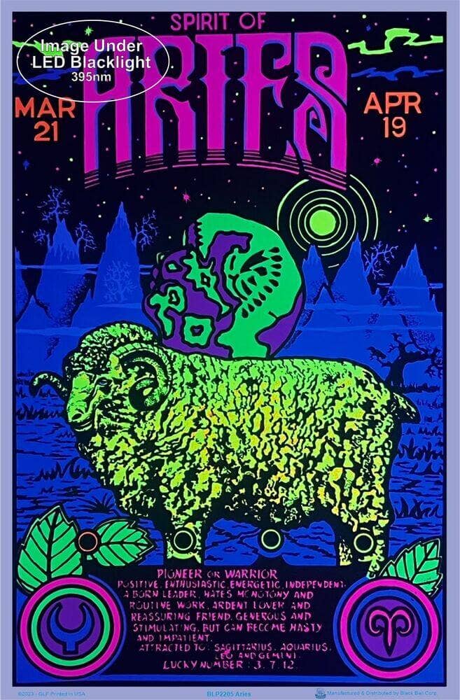 Aries Zodiac Sign Blacklight Poster 23" x 35"