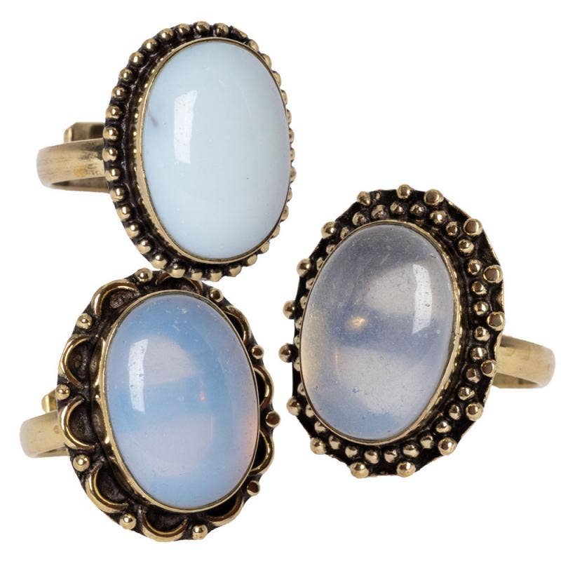 ADJUSTABLE GOLD TONE GEMSTONE RINGS